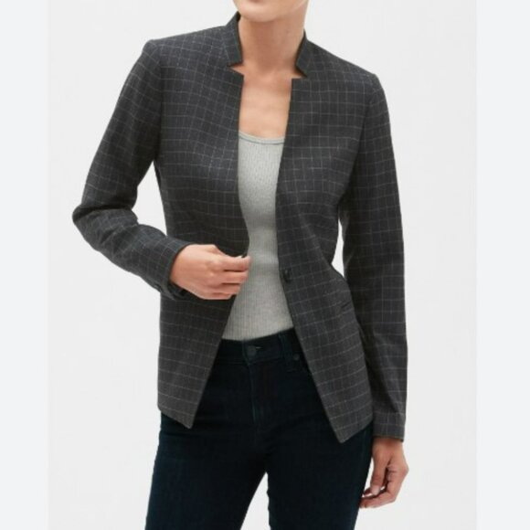 Banana Republic Factory Washable Windowpane Inverted Collar Blazer 8 - Picture 1 of 8